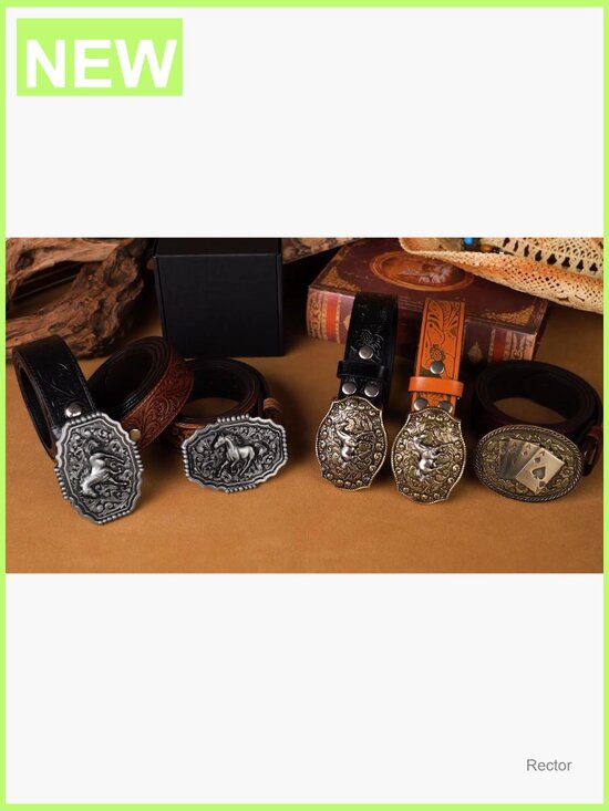 Cowboy Western Belt Embossed Floral Leather Belt with Removable Buckle for Jeans main image 4